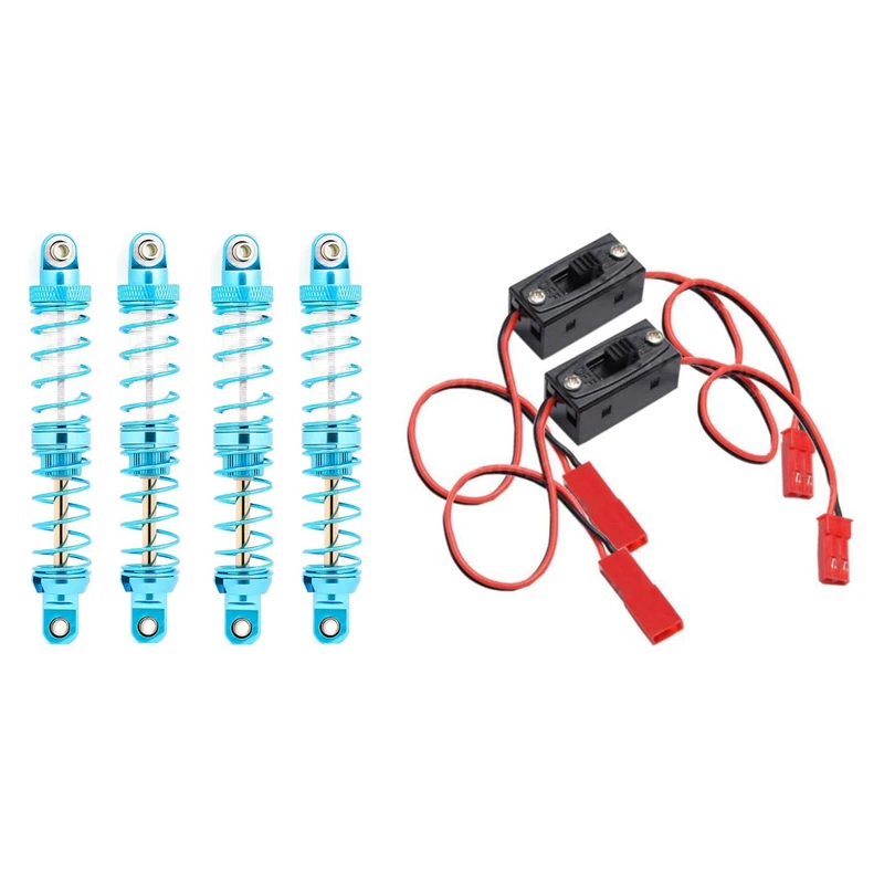 

4Pcs Double Spring Oil Shock Absorber 90mm for SCX 10 90046 AXI 03007 & 2 Pcs On/Off Power Switch Receiver JST Connector