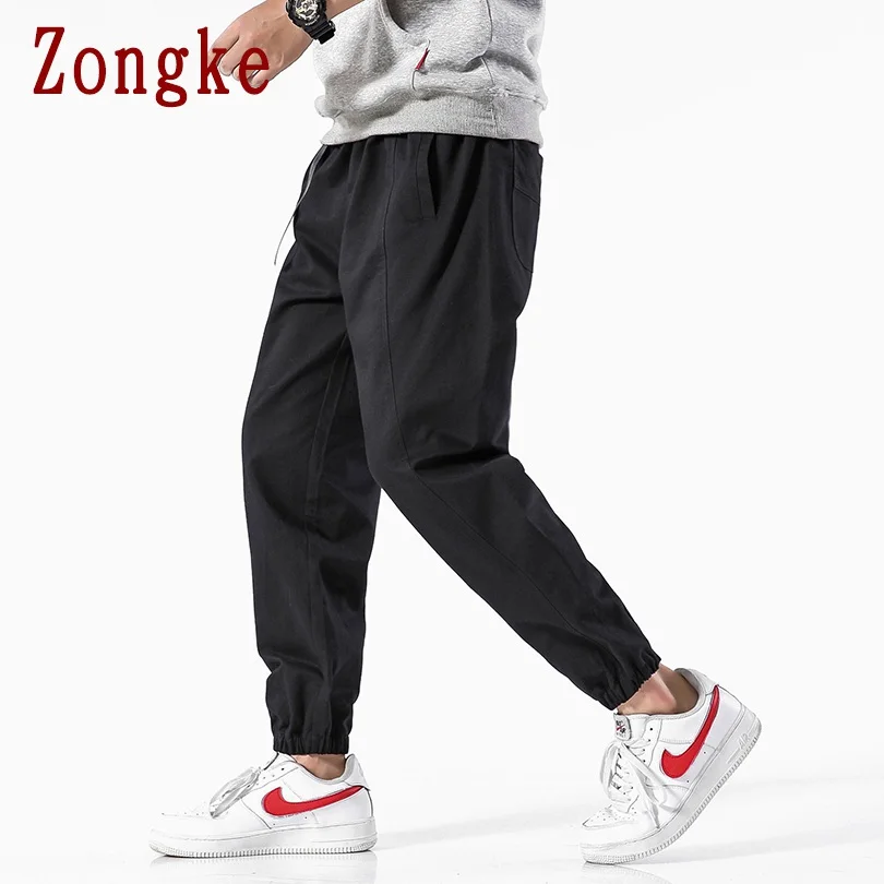 Zongke однотонные мужские штаны для бега брюки Мужские штаны уличная тренировочные штаны-шаровары штаны, мужские брюки 5XL хип хоп Осень новинка