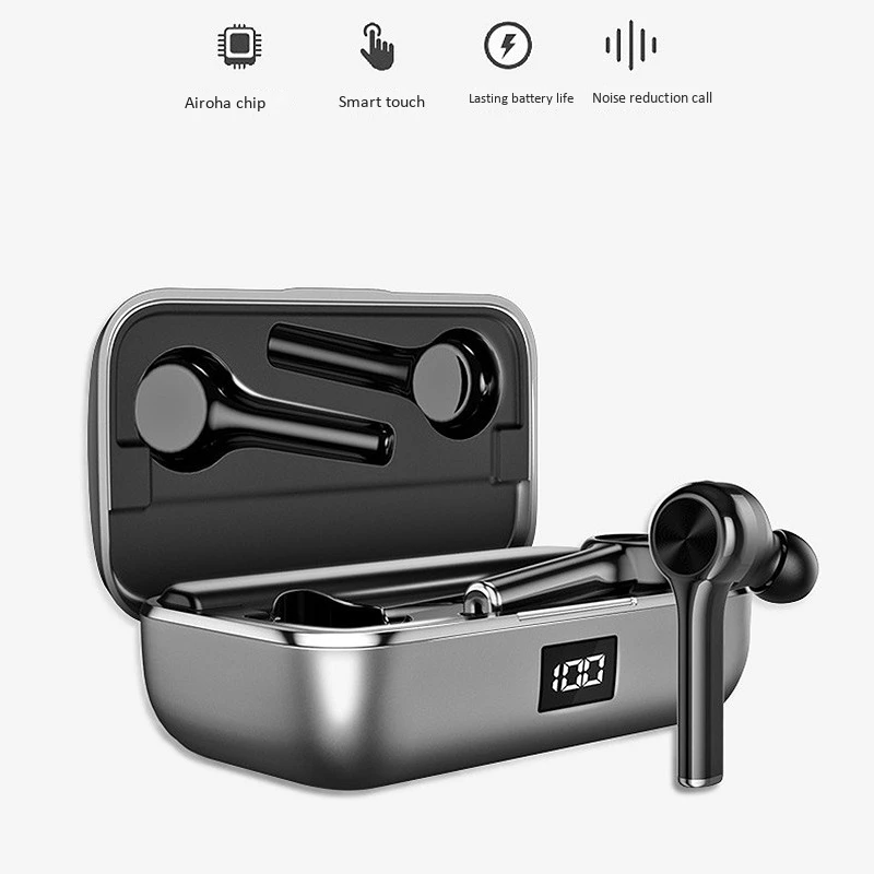 Длинные ручки Bluetooth 5 0 TWS настоящие беспроводные наушники Графен цифровой дисплей