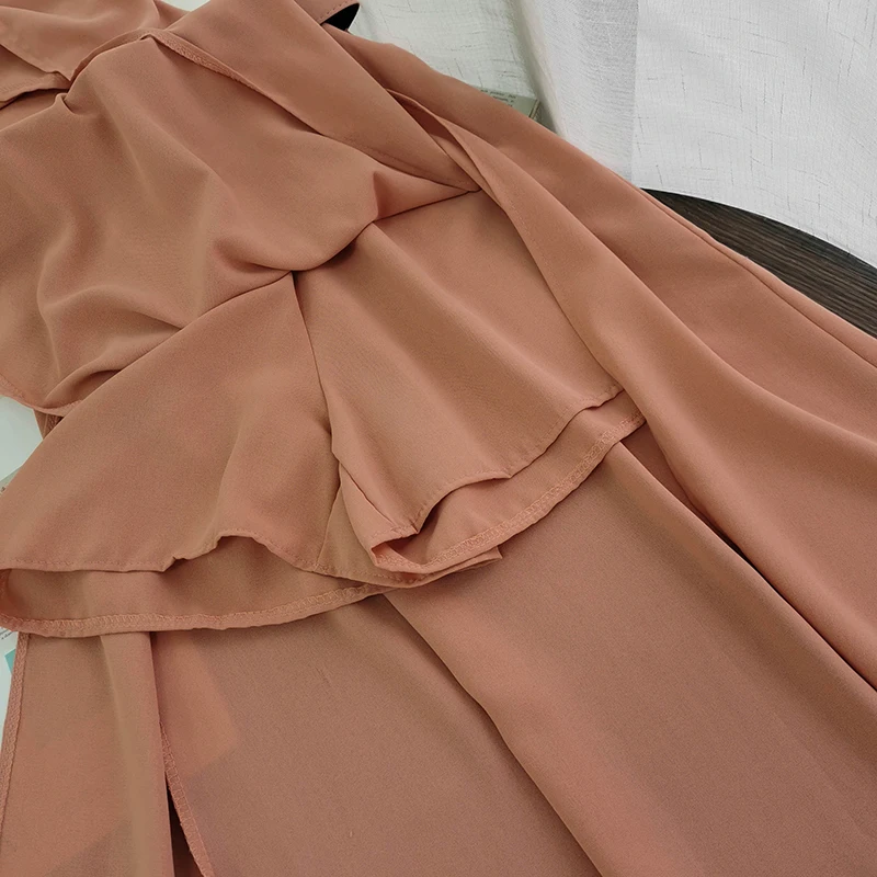 

2021 Summer Casual Fashion Retro Suit Sexy Strapless Lace Shirt top + Split long skirt two-piece Sets