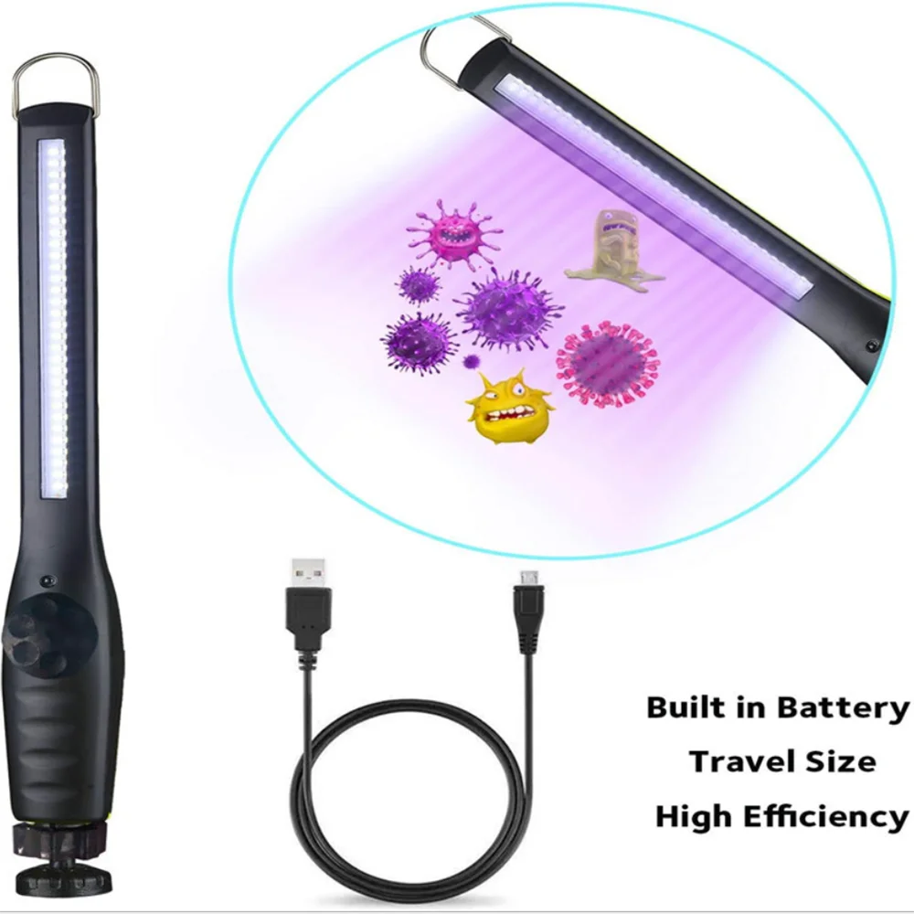 

USB Rechargeable Portable Ultraviolet Lamp UV Sterilizer Light Bactericidal Lamp Handheld UVC Disinfection Light LED Work Lamp