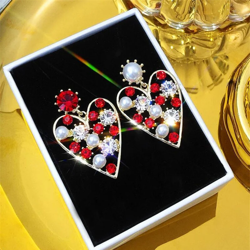 Женские Геометрические серьги Ufavoirte длинные в стиле ретро с красным кристаллом и