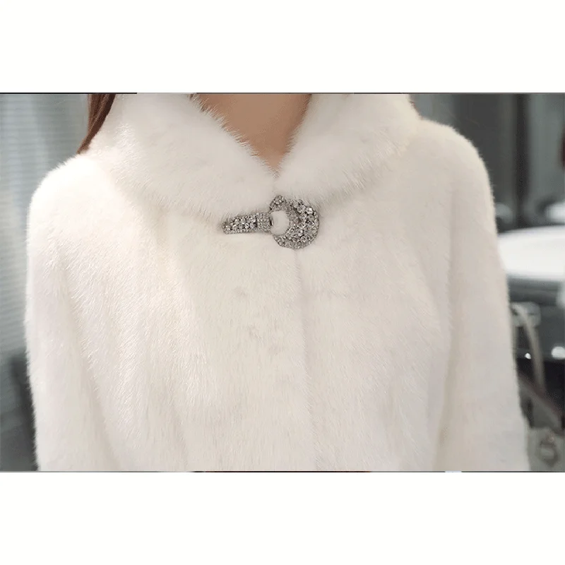 

women's coats fur winter parka new plus size 6XL loose 200 kg medium long black White Mink coat womens Hooded warm overcoat