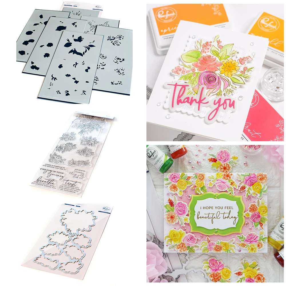 

Flower Metal Cutting Dies And Clear Stamps Stencil For Scrapbooking DIY Decoration Album Paper Card Embossing Craft Template