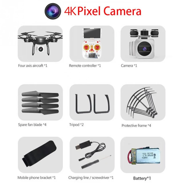 Black 4K Camera RC WI-FI с видом от первого лица Квадрокоптер 4K HD Камера Дрон профессиональной воздушной видео 6 Axis Gyro 4 Каналы р/у вертолет Квадрокоптер с высокой фиксацией - Цвет: Black 4K Camera