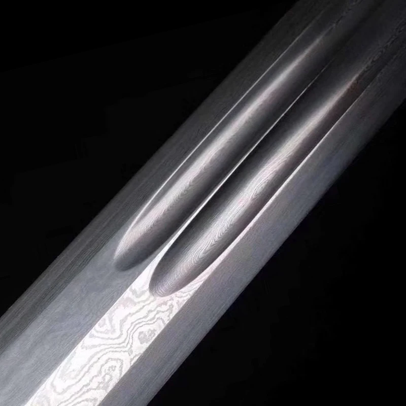 Handmade Folded Steel Chinese QingMing Dynasty Sword white copper fittings Long straight Wide blade sword sharp Daming yongle
