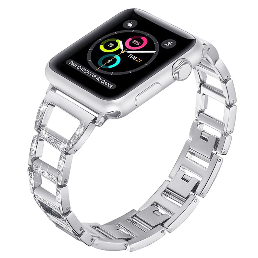 Для женщин девушки браслет для наручных часов Apple Watch 38/42/40/44 мм роскошные часы с