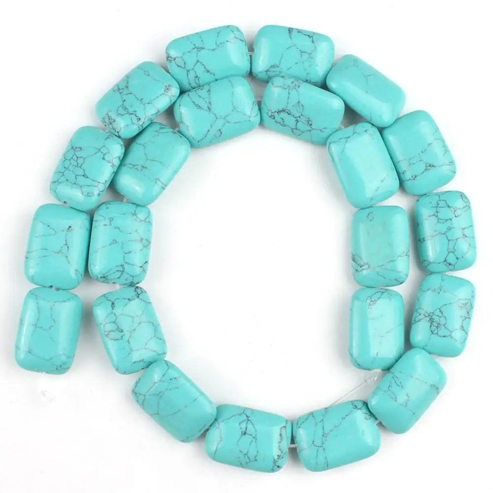 Turquoise 13*18 мм бусины из натурального камня прямоугольник Агаты желтый кварц с тигриным глазом малахитовые бусины для самостоятельного изготовления ювелирных изделий браслет - Цвет: Turquoise