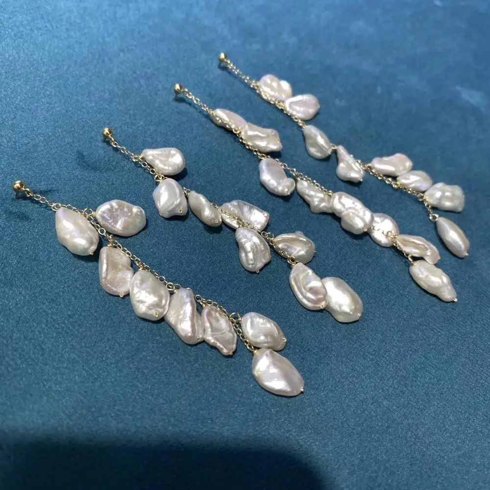 ECHSUN серьги из натурального пресноводного жемчуга 14K покрытые золотом ювелирные