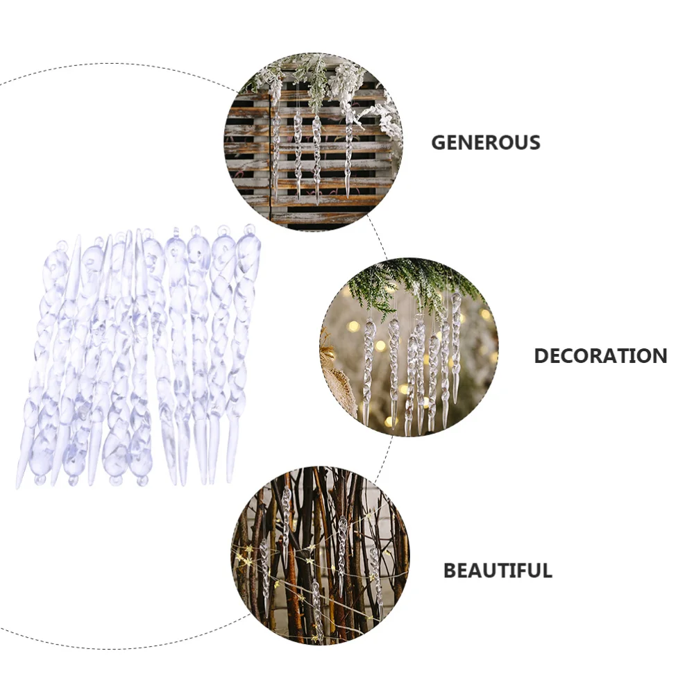 

8 Bags Acrylic Icicle Pendant Christmas Tree Ornament Christmas Party Decoration