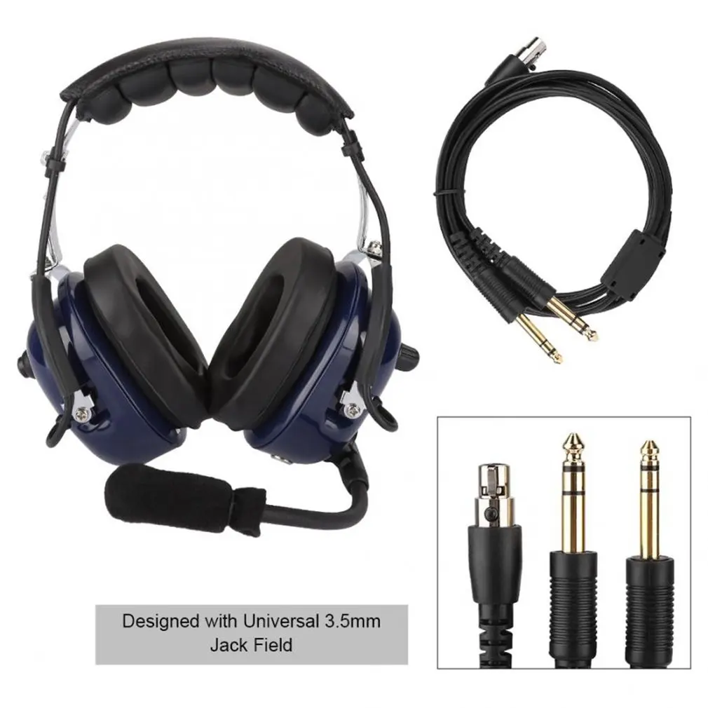 

Noise Reduction General Aviation Headset Dual Plug Pilot Headphone Blue Noise Reduction Headset for Pilots