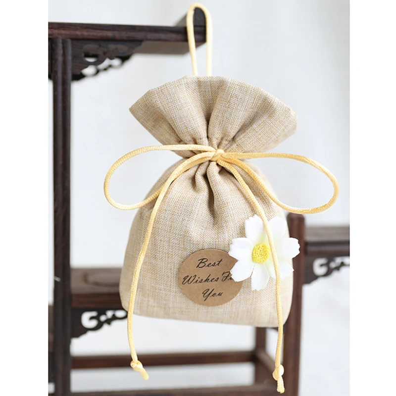 Подарочные пакеты с цветочным рисунком 20 шт. хлопково льняные чайные на свадьбу