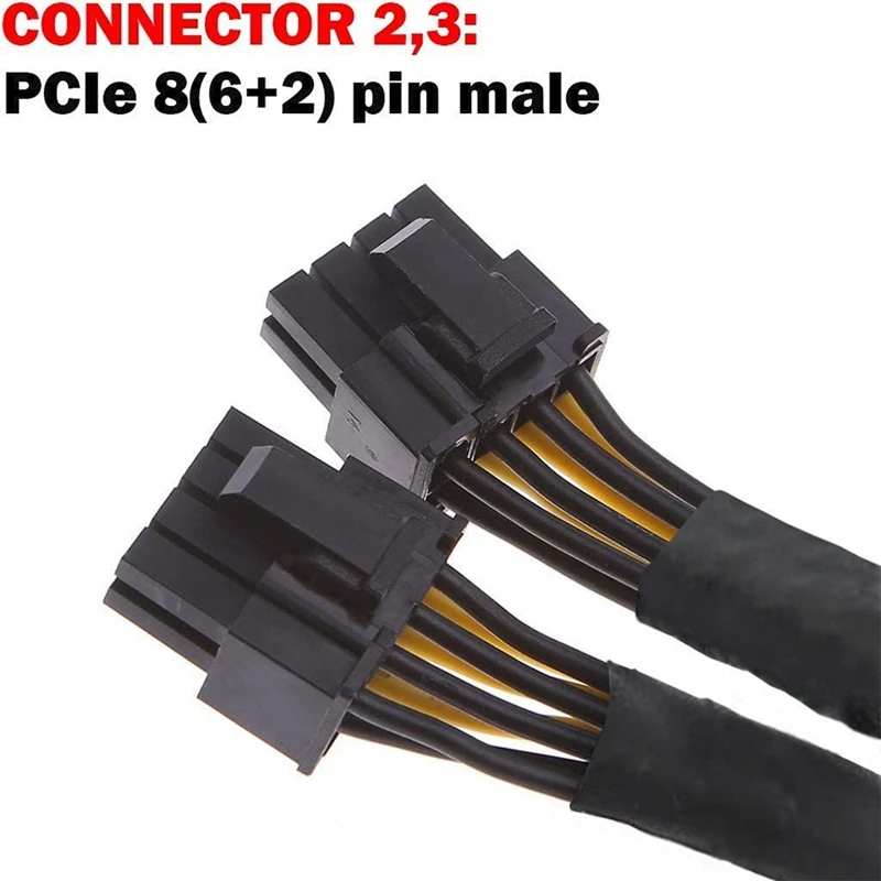 GPU PCIe 8 контактный разъем Dual 2X Pin (6 + 2) Мужской PCI Express Мощность адаптер Плетеный