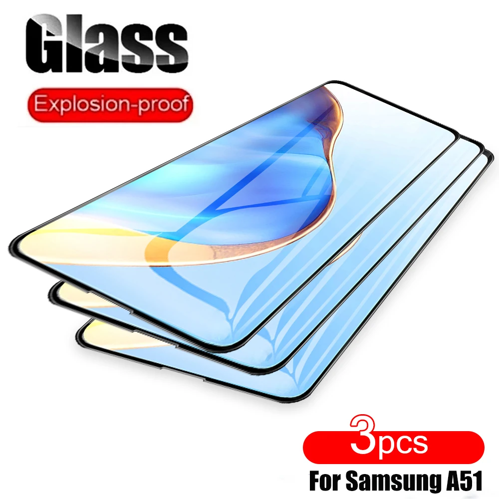 

3PCS Full Cover Tempered Glass For Samsung Galaxy A51 A71 A50 A70 A41 A31 A21 A11 Glass Screen Protector For Samsung a 71 a 51