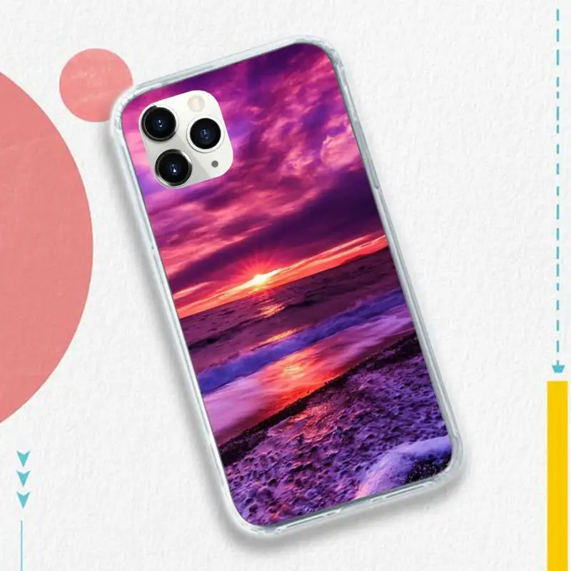 

Beach Landscape tree fashion Phone Case Transparent soft For iphone 5 5s 5c se 6 6s 7 8 11 12 plus mini x xs xr pro max