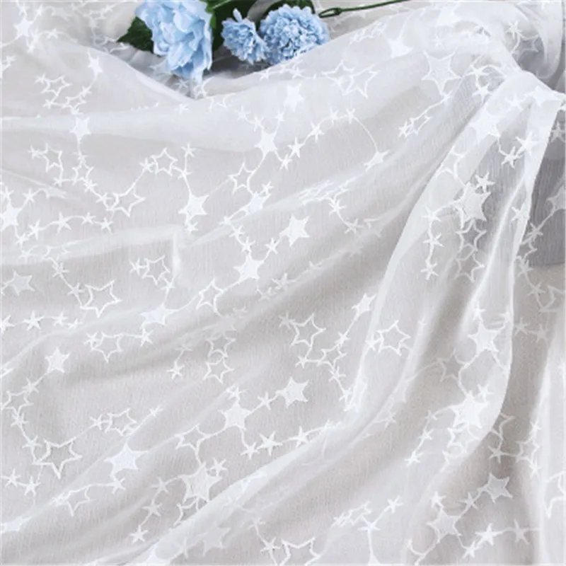 Звездный шифон вышитый трехмерный ткань парадная Свадебная рубашка с кружевные