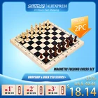 Магнитный Деревянный Складной Набор для игры в шахматы с войлочные настольная игра интерьер для хранения для взрослых и детей начинающих большой шахматной 3 вида стилей падение