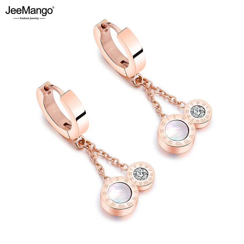 JeeMango стильные черно-белые двухсторонние римские серьги цифры с кисточками