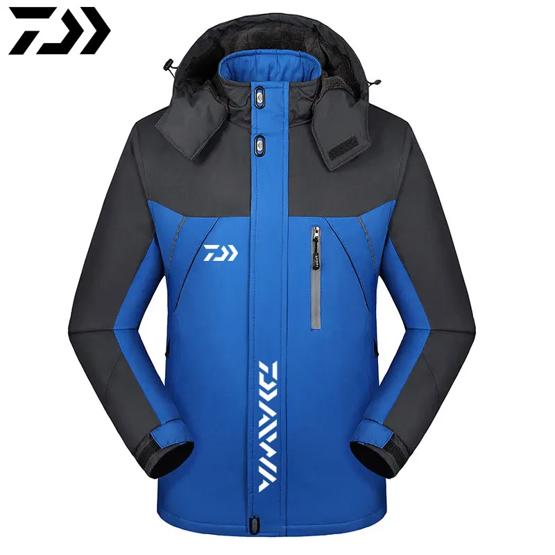 

Мужская рыболовная куртка Daiwa с длинным рукавом, защита от УФ лучей, зимнее уличное ветрозащитное плотное теплое Мужское пальто большого ра...