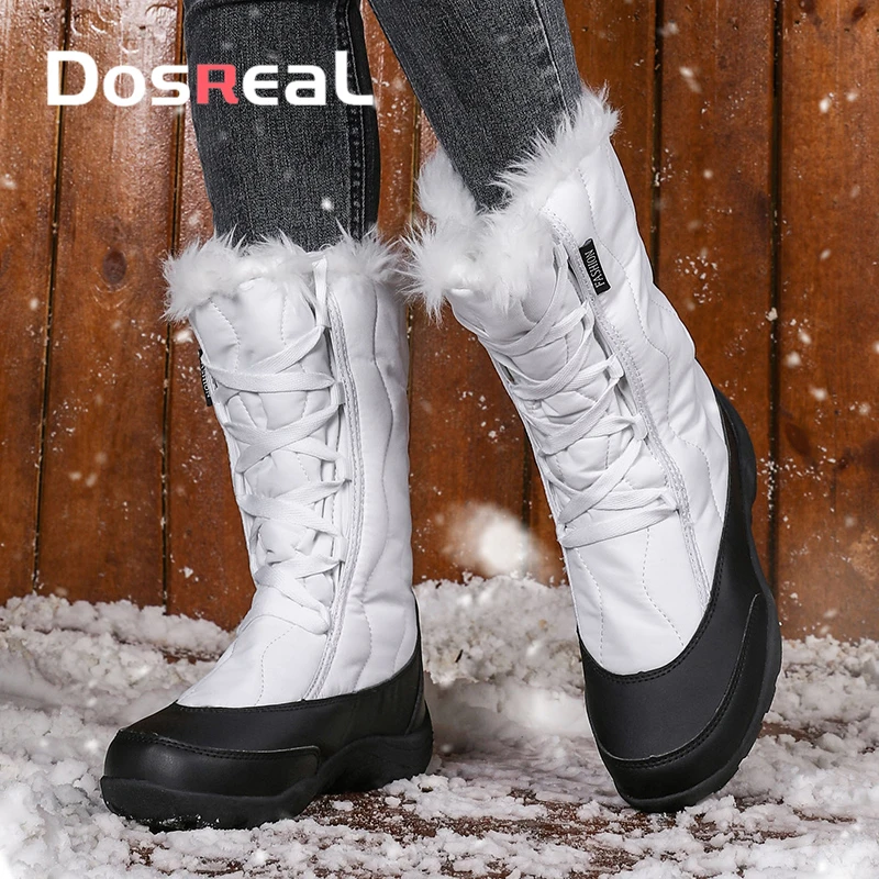 Dosreal/женские зимние ботинки Качественные сапоги для женщин Зимние теплые