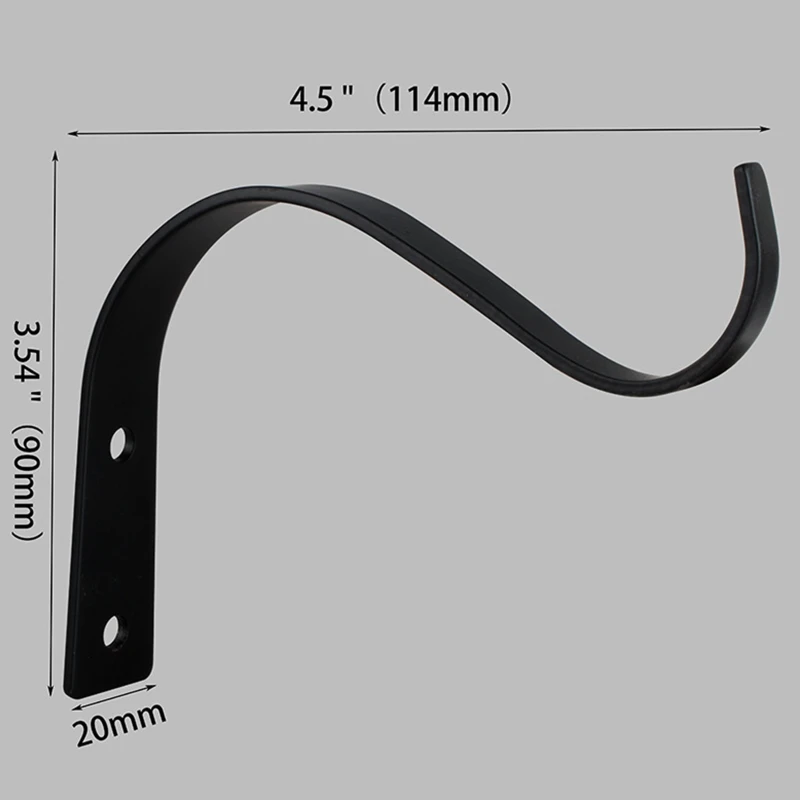 

R9UF 4.5Inch Bending S Shape Wall Hanging Flower Pot Support Bracket Hook Iron Hanger Plants Holder