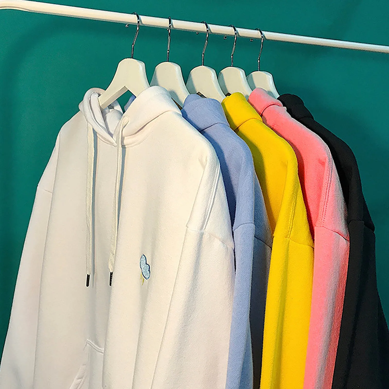 Retro Hoodie Women's Embroidery Solid Color Printed Sweater Long-sleeved Tops Sudaderas Con Capucha Sweatshirt Women Outwear