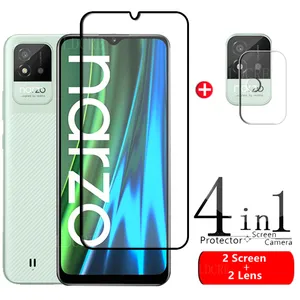 4 in 1 for oppo realme narzo 50i glass for realme narzo 50i tempered glass full screen protector for realme narzo 50i lens glass free global shipping