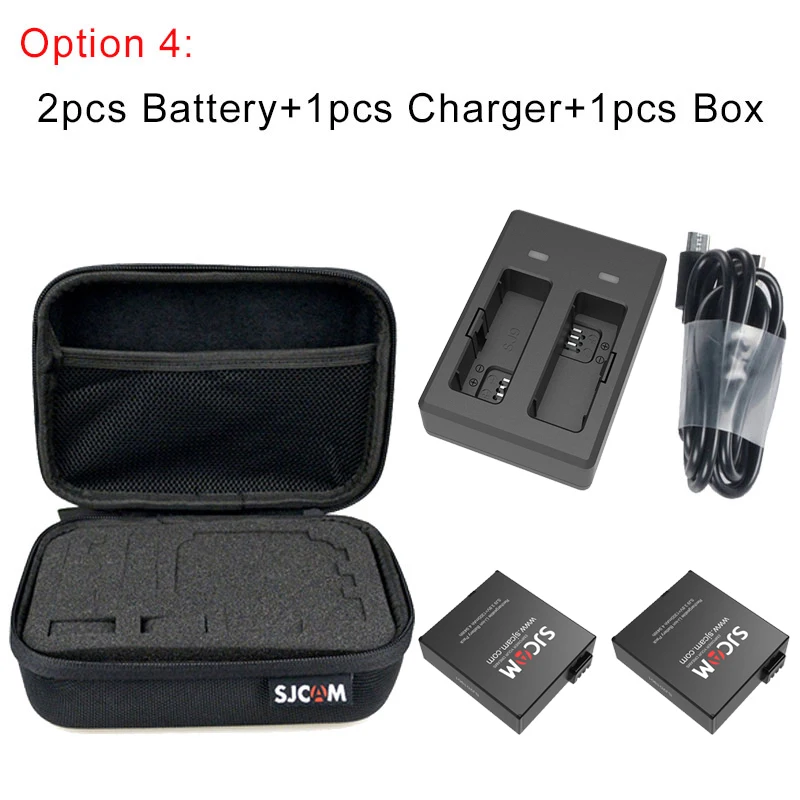 Option 4 SJCAM SJ9 серии Аксессуары двойное зарядное устройство 1300mAh литий-ионная батарея водонепроницаемый чехол Коробка для SJ9 Strike/sj9 Max 4K экшн-камеры - Цвет: Option 4