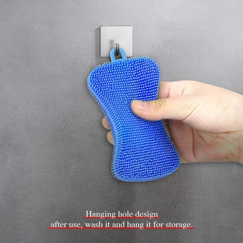 

9 Pack 3 Colors Silicone Dish Sponges, Dishwashing Kitchen Gadgets Brush Accessories, Sponge Double Sided Silicone Brush