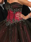 Готический Belle красные, черные свадебные платья 2021 кружевабелыйчерныйбелыйкрасный корсет красоты и вырезом сердечком, кристаллы размера плюс Длинные свадебные платья