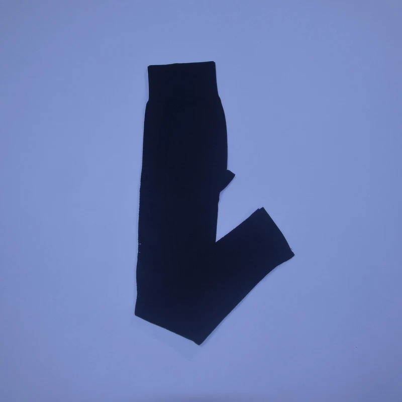 black pants Безупречный вязаный бесшовный комплект для йоги Женская одежда для фитнеса с длинным рукавом спортивная одежда леггинсы для спортзала полый укороченный топ 2 шт. спортивный костюм - Цвет: black pants