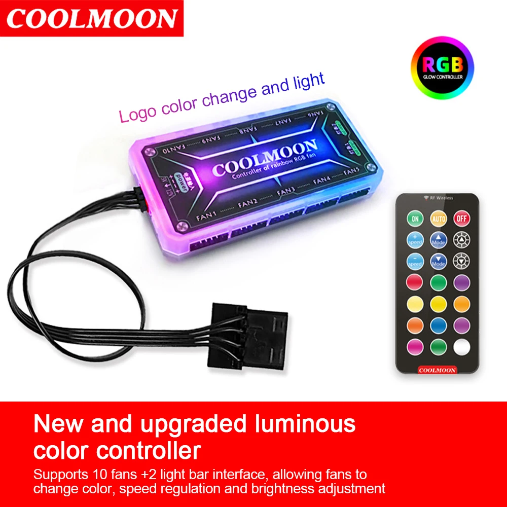

COOLMOON PC Case Fan 12pcs Lamp Beads Square Diamond 120mm 12V 6Pin Quiet RGB LED Desktop Computer Cooler Chassis Fan
