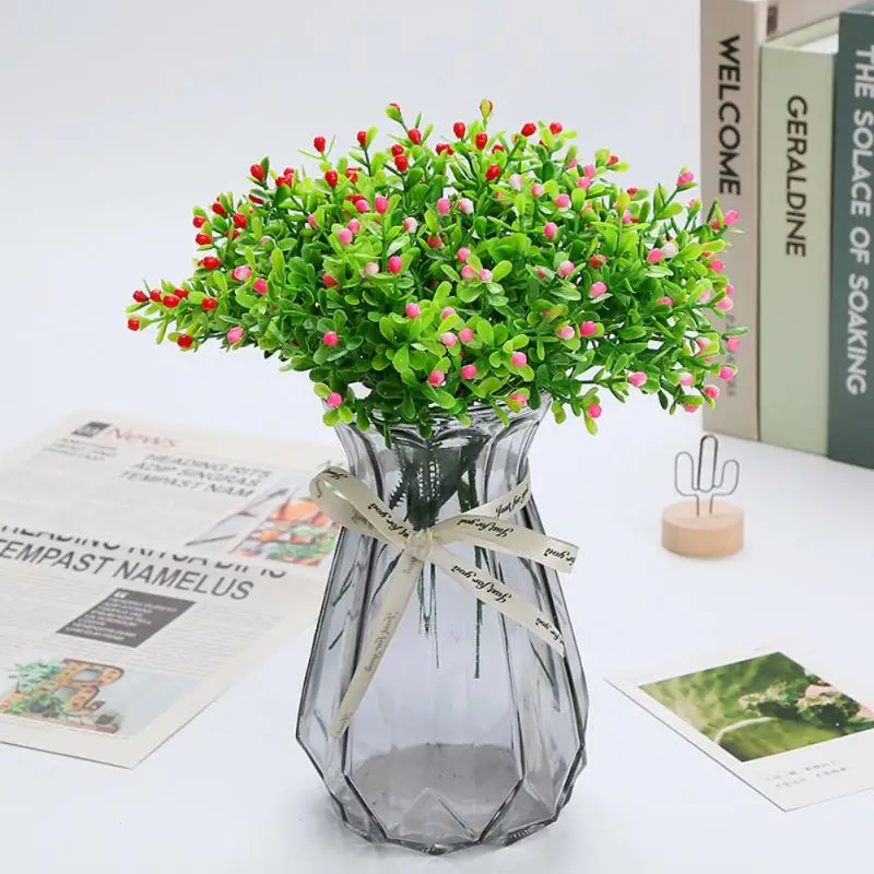 

1PCS Artificial Milan Flowers Bouquet For Party Wedding Fake Plant DIY Wreath Fake Flowers Home Oliday Christmas Decorations