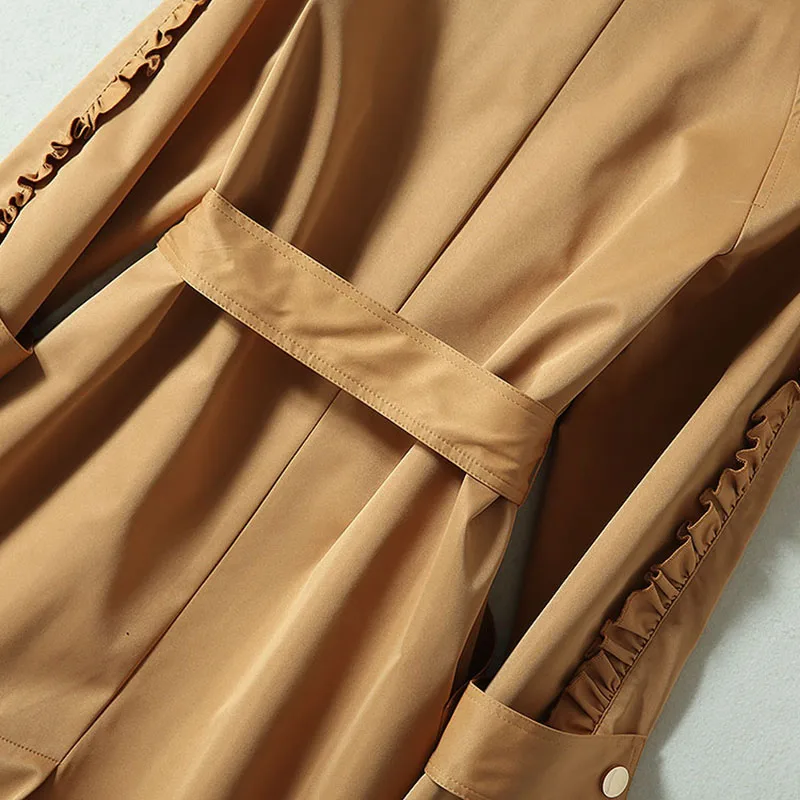 Высокое качество Новый стильный 2019 дизайнерский женский двубортный длинный плащ