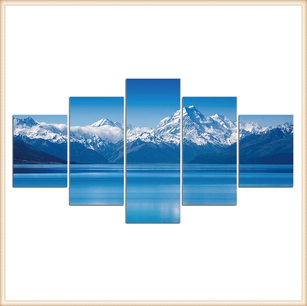 

Posters Wall Art Home Decor for Living Room Painting Wall Art Anime Poster HD 5 Pieces Scenic Snow-capped and Lakes Pictures
