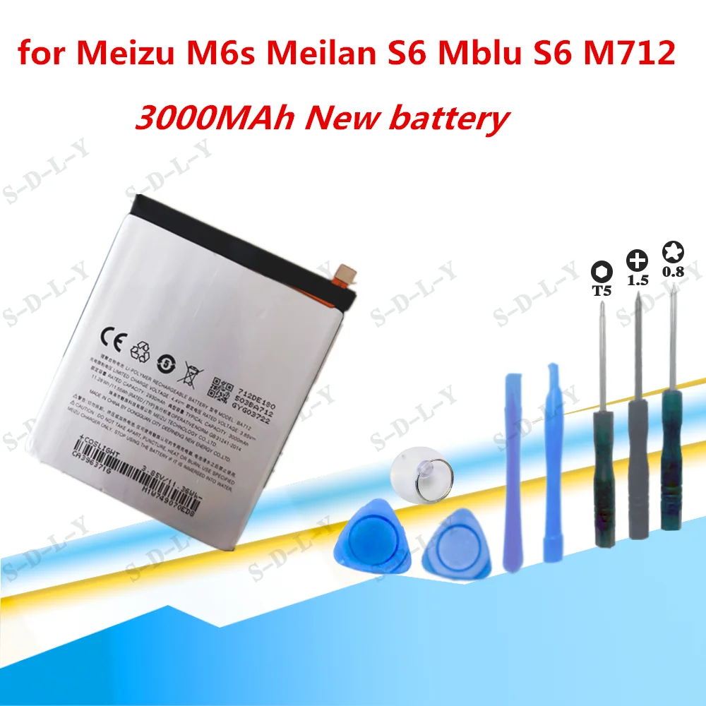 Высококачественный аккумулятор BA712 3000 мАч для Meizu M6s Meilan S6 Mblu M712Q/M/C M712H