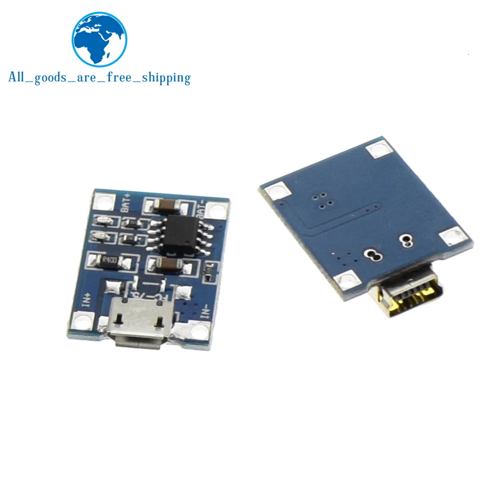 TZT 10 шт. USB 5 В 1A TP4056 модуль зарядного устройства литиевой батареи зарядная плата с защитой двойные функции 1A li-ion