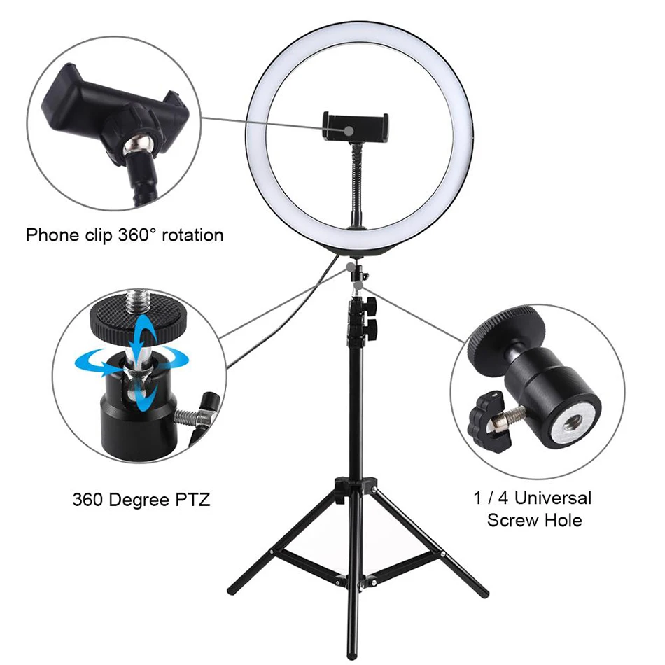 PULUZ фотография Dimmable светодиодный Selfies кольцо свет Vlogging фото видео Лампа Штатив