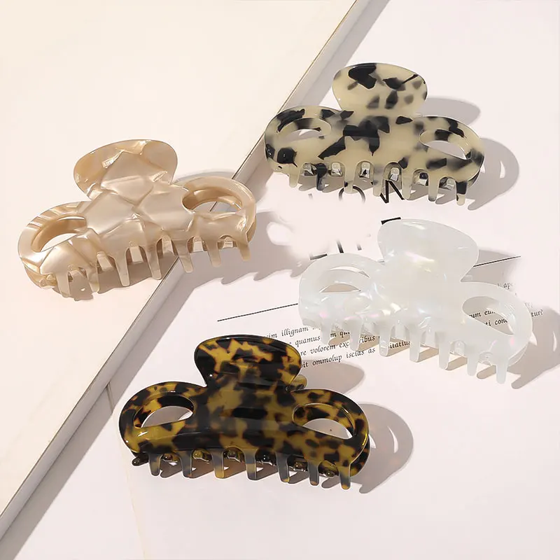 

Marble Print Hairpins Resin Colorful Simple All-match Clip Acetate Hollow Hair Claws Ponytail Holder Hair Accessories For Girls