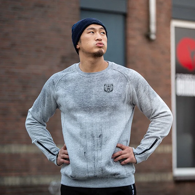 Модный новый мужской пуловер для фитнеса тренировок по бодибилдингу хлопковая