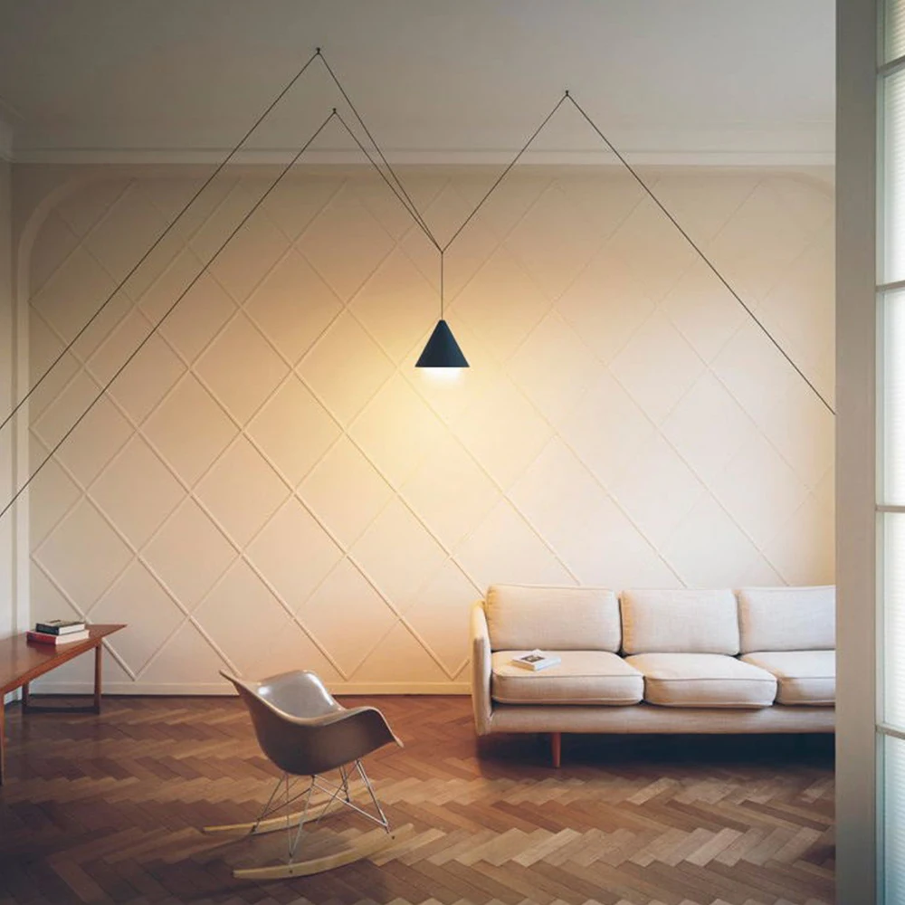 

Современный Креативный подвесной светильник, черный металлический длинный провод, простая форма, подвесной светильник для кухни, прикрова...