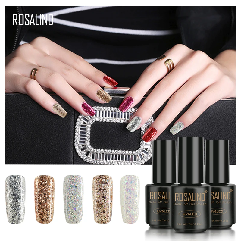 ROSALIND праймер гель Лак Серебряный замочить от УФ светодиодный Гель-лак для ногтей