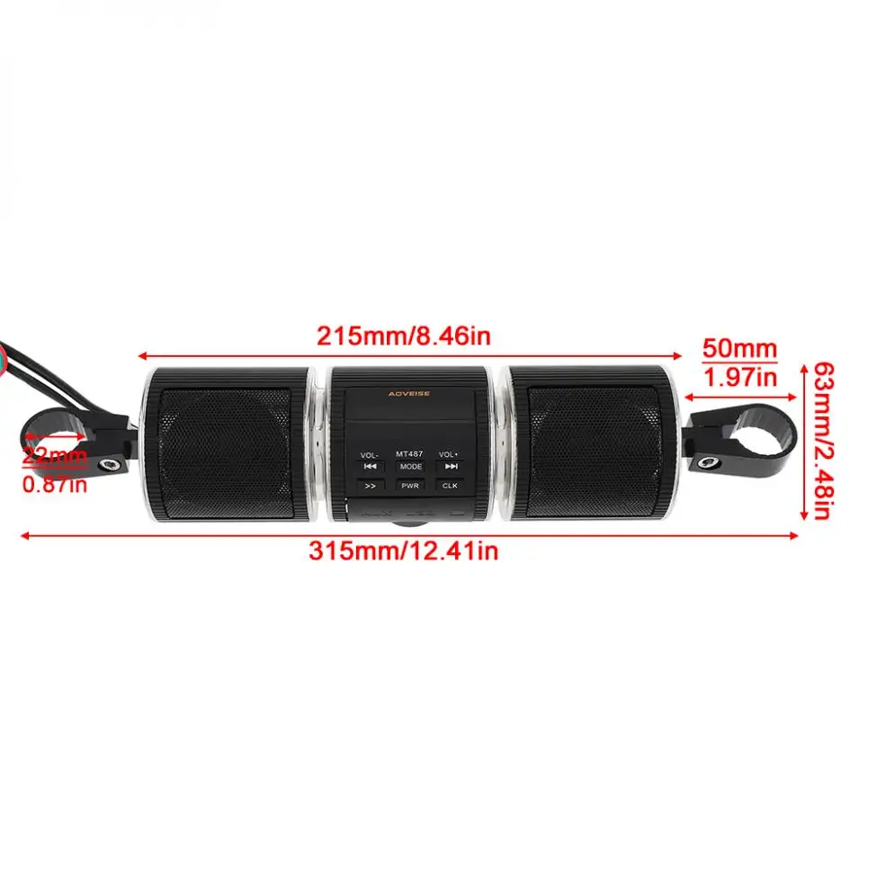 MT487 Водонепроницаемый Bluetooth мотоцикл FM радио стерео музыкальный плеер