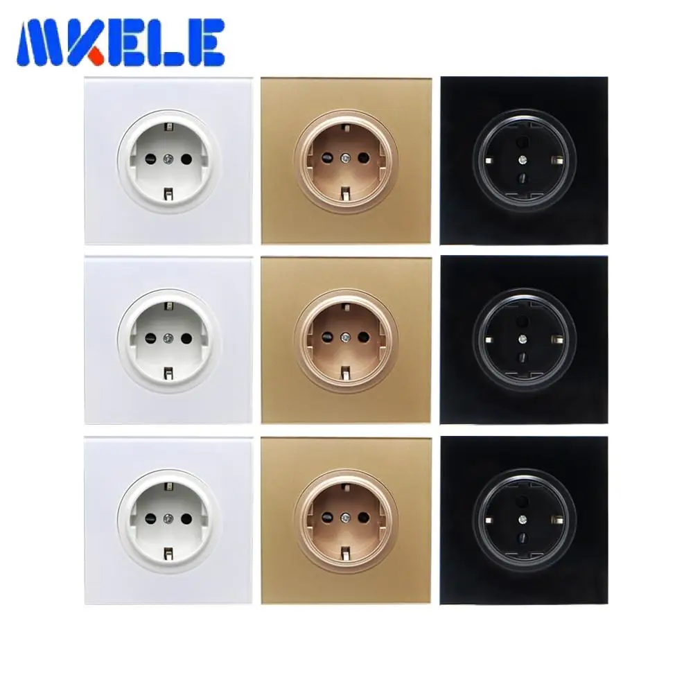

16A EU Bright Switch 1 Way Wall Power Socket Crystal Glass Panel Electric Power Outlet Charger Adapter Panel