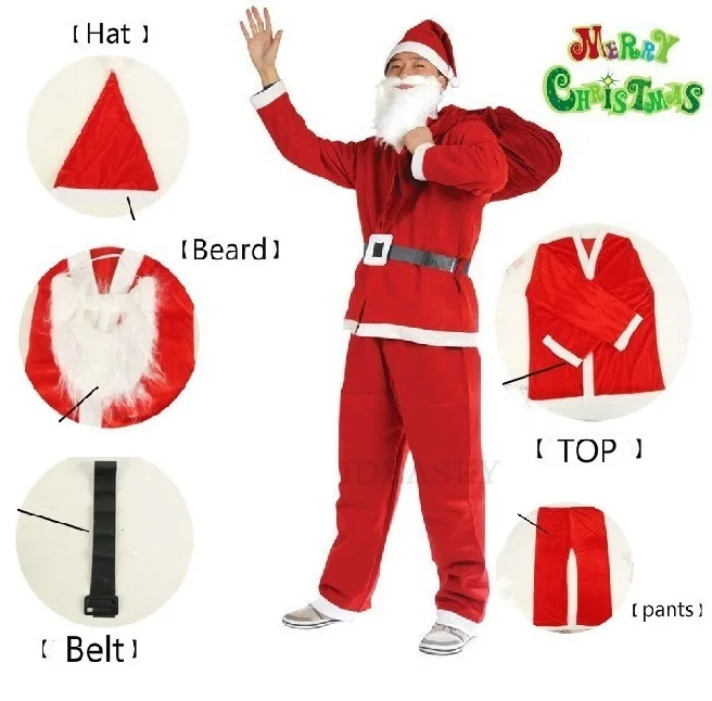 Рождественский костюм Санта Клауса для мужчин женщин взрослых Маскарадные