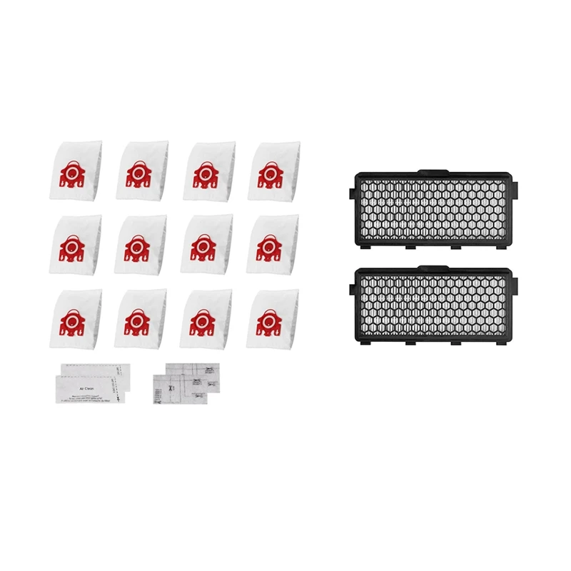 

12Pcs Dust Bags,Fit For Miele FJM Series S3,S2,S5series & 2Pcs Vacuum Cleaner Parts Active HEPA Filter