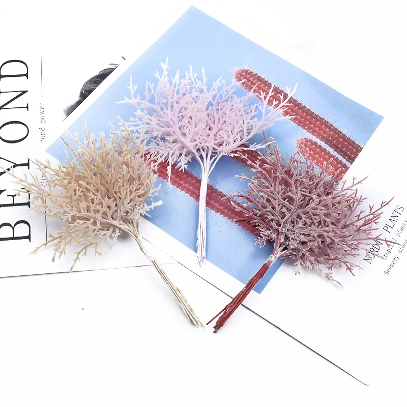 MINI ramas Multicolor para &aacute;rbol de Navidad, flores decorativas para boda, coronas, jarrones para decoraci&oacute;n del hogar, plantas artificiales, 10/30 piezas-4