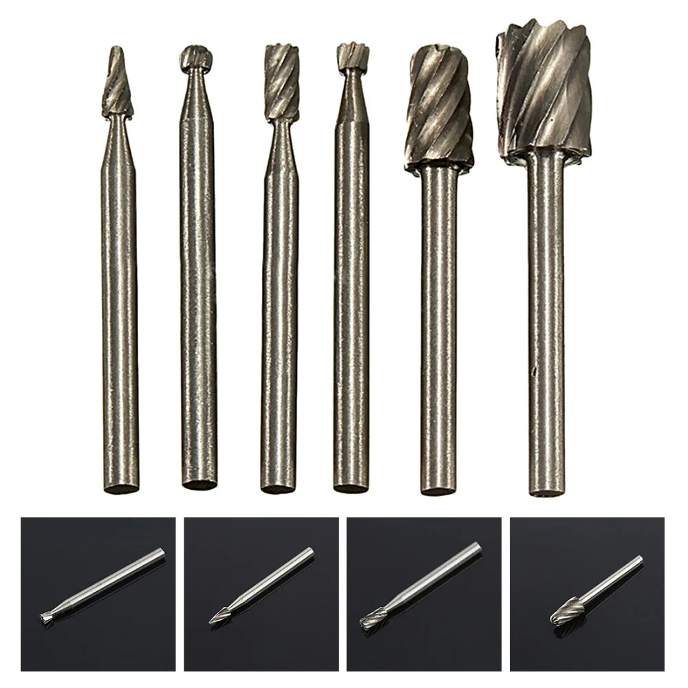 6 шт. Dremel роторные Инструменты Набор Мини сверл для резки HSS Фрезерные фрезы
