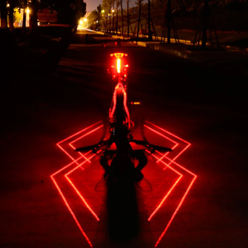 NEW MTB Bicycle Cycling Lights Taillights LED Laser Safety Warning Waterproof Cool USB rechargeable bike light | Спорт и развлечения