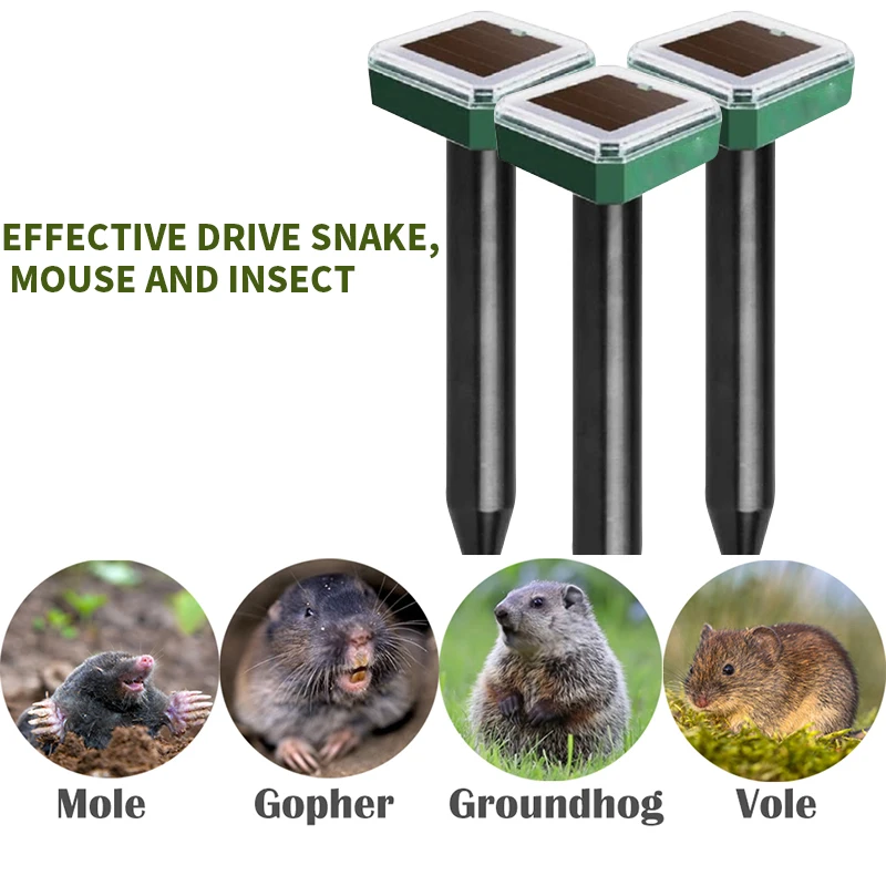 

1/2/4/8 Pcs Mole Rat Repellent Solar Ultrasonic Repeller Spike Chaser Groundhog Deterrent Gopher Chaser Vole Away